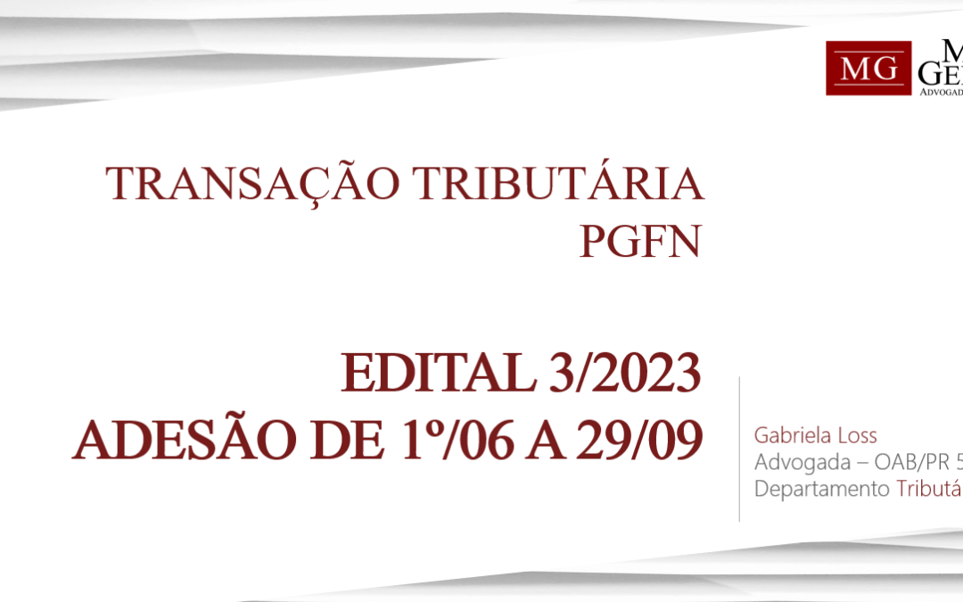 TRANSAÇÃO TRIBUTÁRIA – EDITAL 3/2023